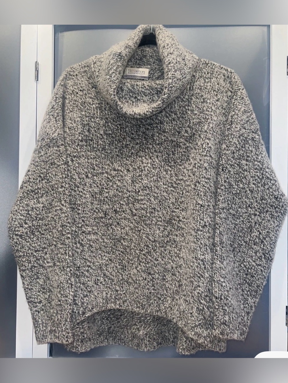 Fisherman Out of Ireland Merino Wool Alpaca Cowl Neck Sweater Gray Made in Irela